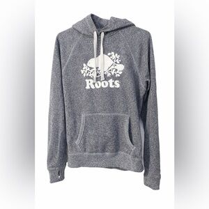 Roots Grey Beaver Logo Cabin Hoodie | Size SP